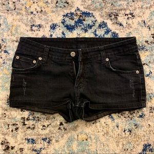 LF Carmar Distressed Black Denim Shorts, size 26